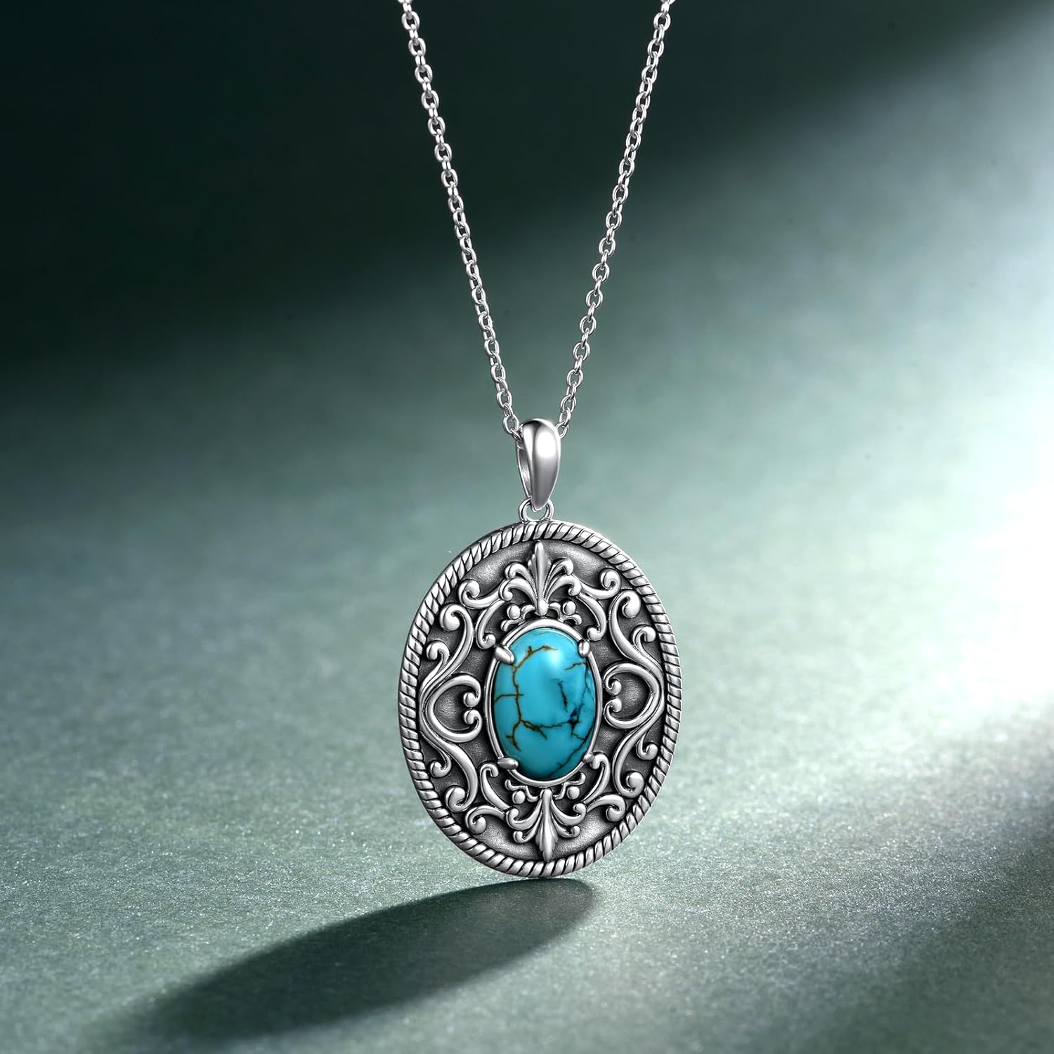 Genuine Turquoise Necklace 925 Sterling Silver Western Necklace Vintage Western Nature Gemstone Real Turquoise Jewelry for Women - Image 3