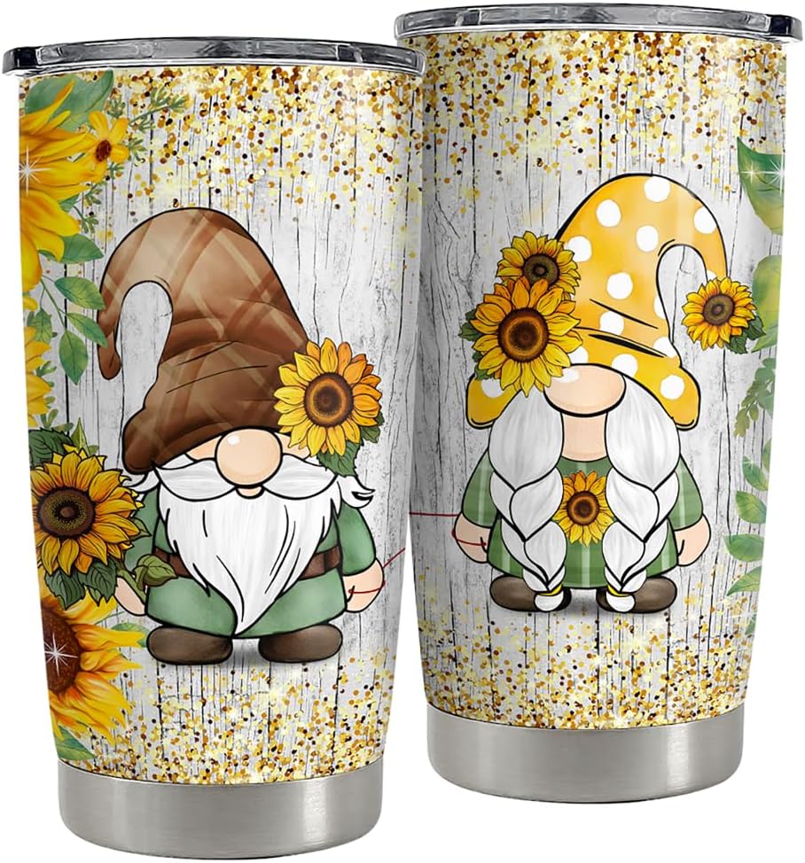 Gnome Couple Tumbler 20oz Stainless Steel Insulated Coffee Travel Mug Cup Gift for Wife Husband Boyfriend Girlfriend Gifts for Birthday Valentines Anniversary Christmas