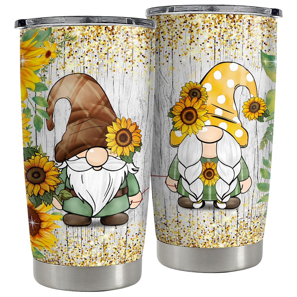 Gnome Couple Tumbler 20oz Stainless Steel Insulated Coffee Travel Mug Cup Gift for Wife Husband Boyfriend Girlfriend Gifts for Birthday Valentines