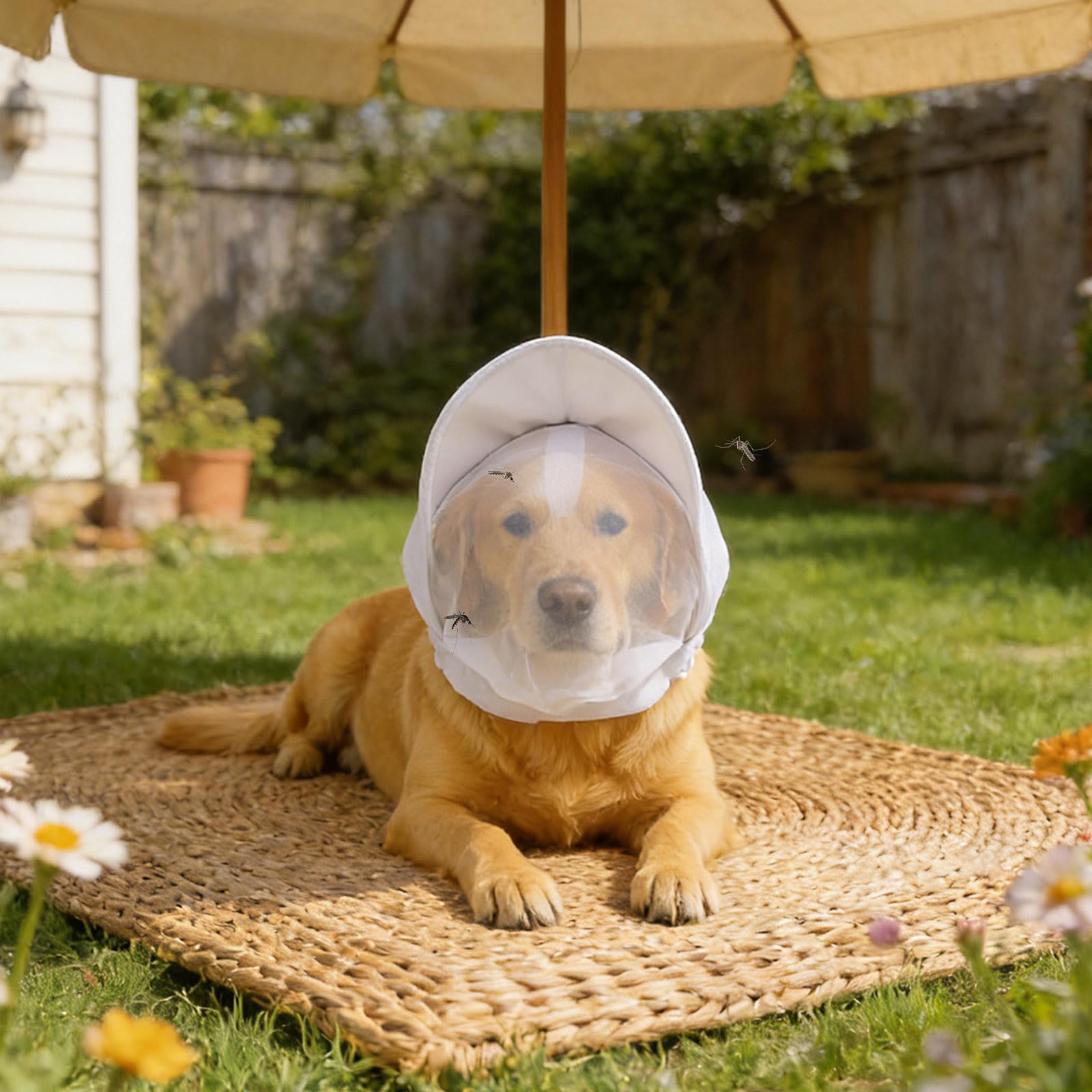 Réseau pour la tête de chien, respirant, réglable, protection de la tête en tissu maillé pour les chiens en plein air – pour les races petites et moyennes, les chiots, les voyages, les activités de