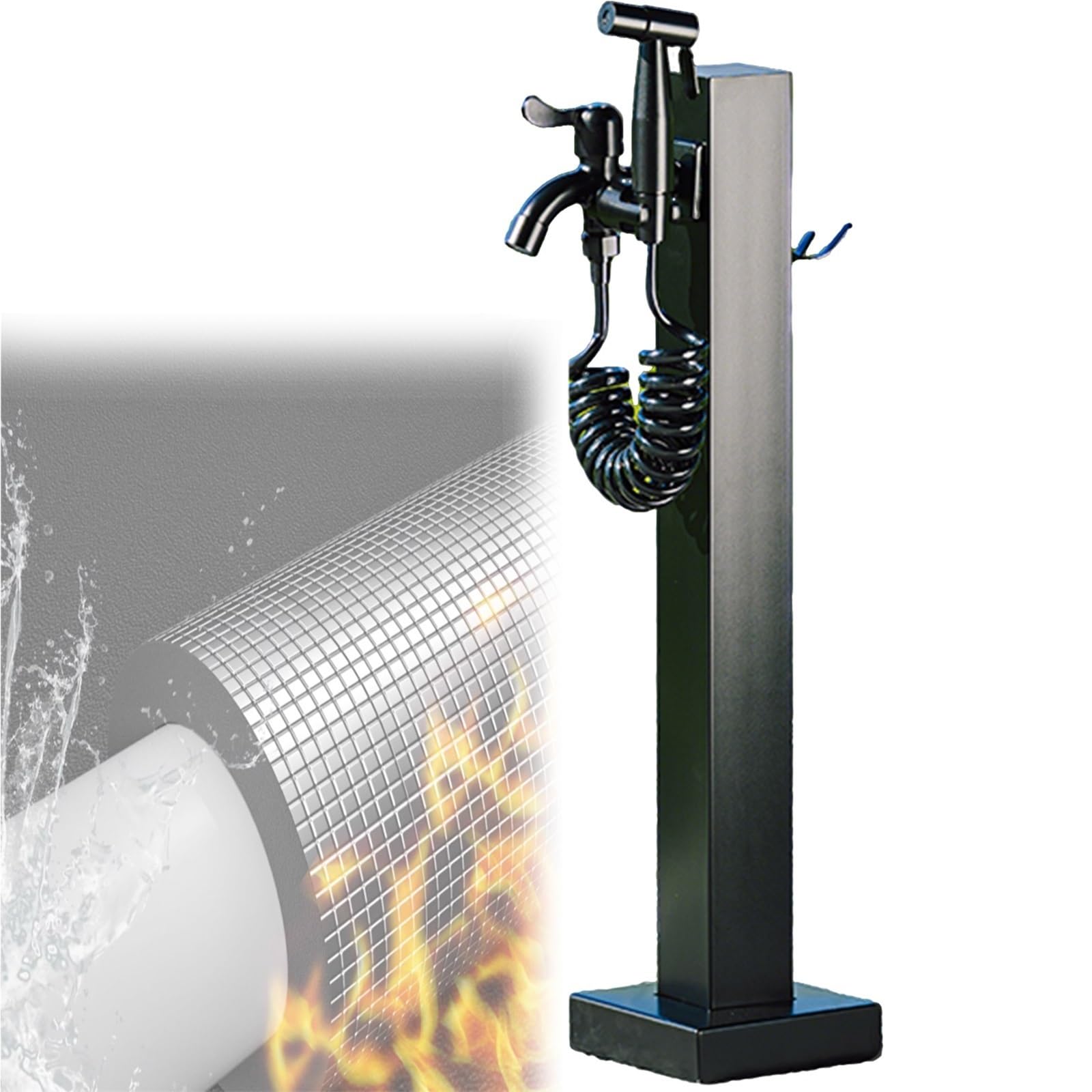 Esta Columna de Agua Vertical para jardín Exterior de Acero Inoxidable con Grifo, hidrante cilíndrico, Fuente, Soporte para Manguera, dispensador de Grifo anticongelante Independiente para r
