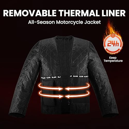 Miniatura 7 de ILM Chaqueta de motocicleta con armadura CE para hombres Enduro Touring Dualsport equitación resistente al agua textil todo clima B02