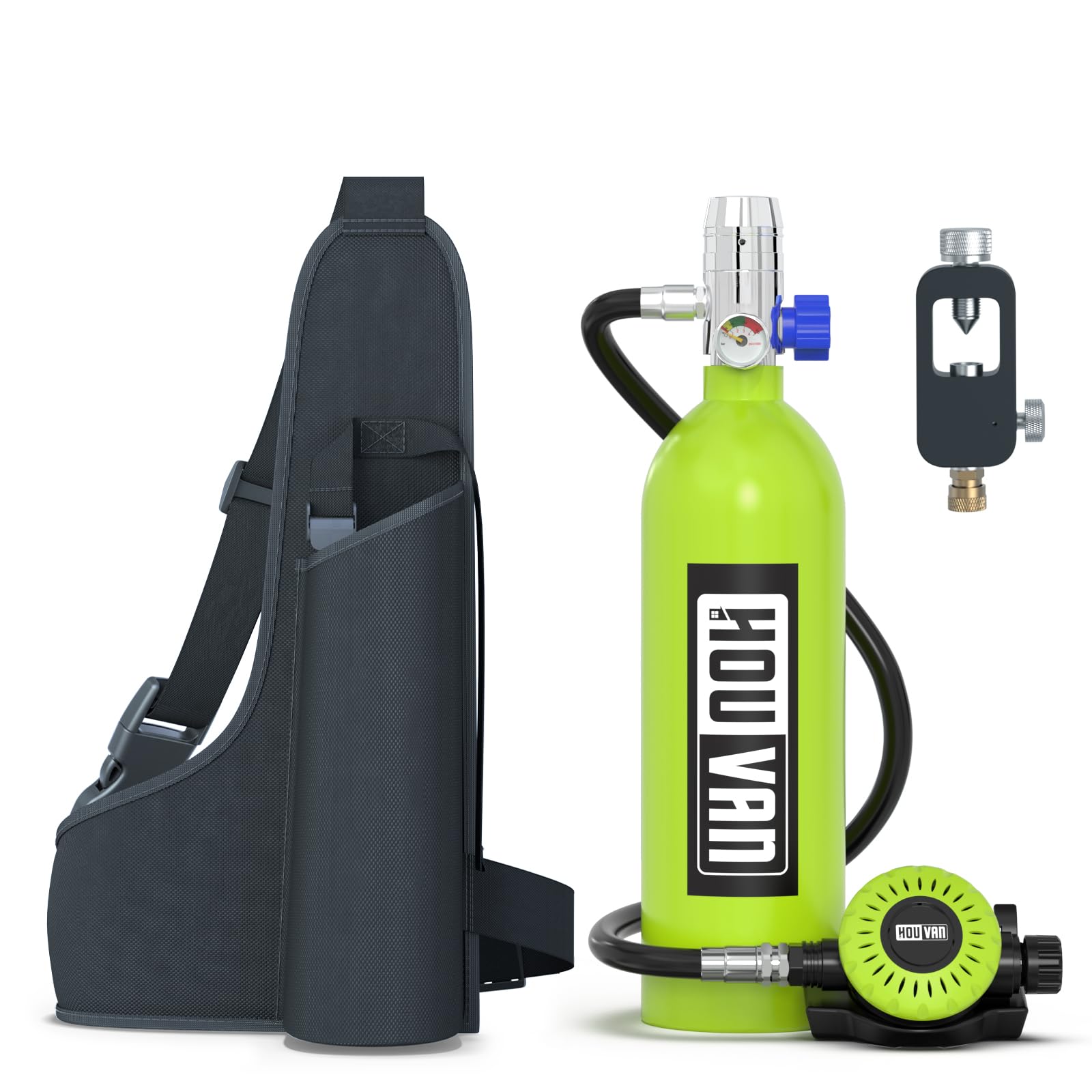 HOUVANH400 Mini Scuba Tank 1.0L Scuba Tank Support 15-20 Minutes Underwater Breathing Portable Diving Tank with On-Off Valve Reusable Pony Bottle for Underwater Exploration Emergency/Recreation