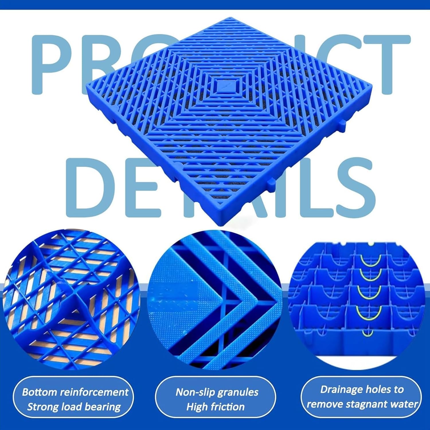 Storage Plastic Pallets, Lightweight Breathable Grid Pad, Ventilation Floor Pallet, Waterproof HDPE Nestable Wear Resistant Pad for Racks Supermarket Garage Basement,40x40x5cm