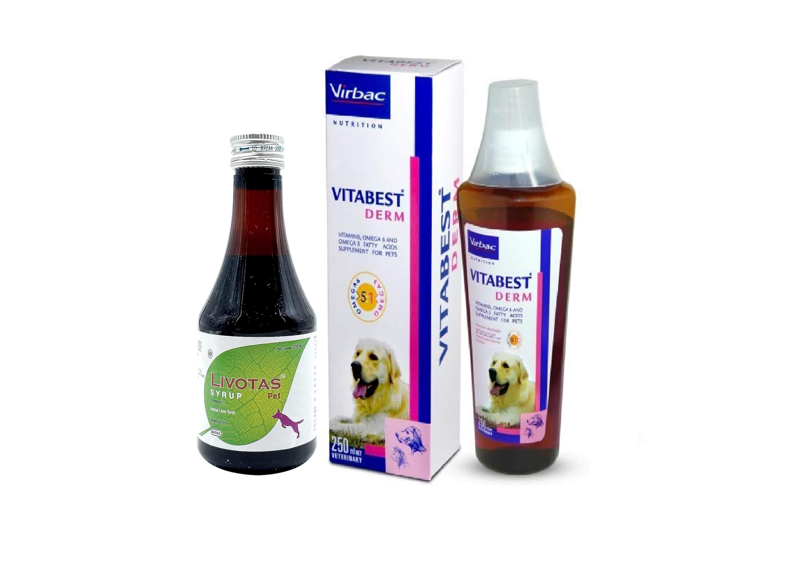 BULLYPET Livotas Dog Herbal Liver Tonic Syrup Supplement (200 Ml) with Vitabest Derm Oral Supplement for Dogs and Cats - 250Ml (B0D45HL866) Amazon Price History, Amazon Price Tracker