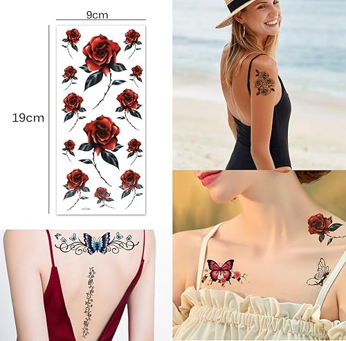Miniatura 5 de Tatuaje temporal metálico impermeable 20 hojas de tatuajes de plata y oro tatuajes temporales brillantes para arte corporal de Lady Up serie 2