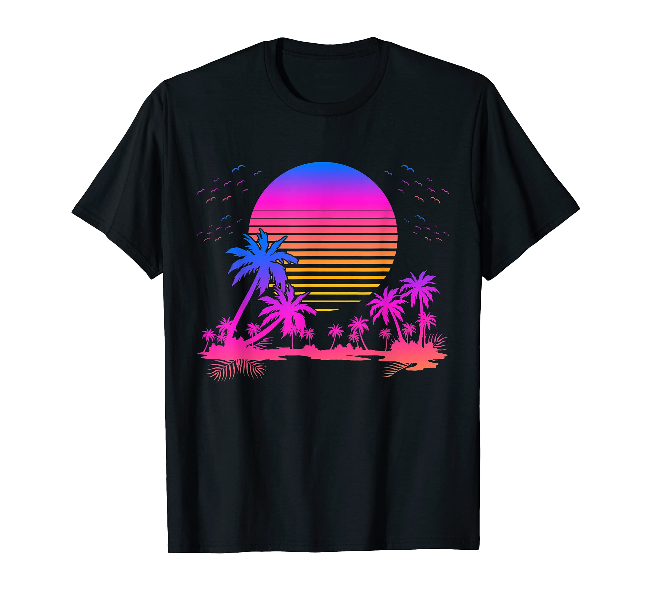1980s Art Retro Vaporwave Aesthetic Tropical GiftSynthwave Summer 1980s Art Retro Palm Trees Vaporwave T-ShirtOEKO-TEX STANDARD 100