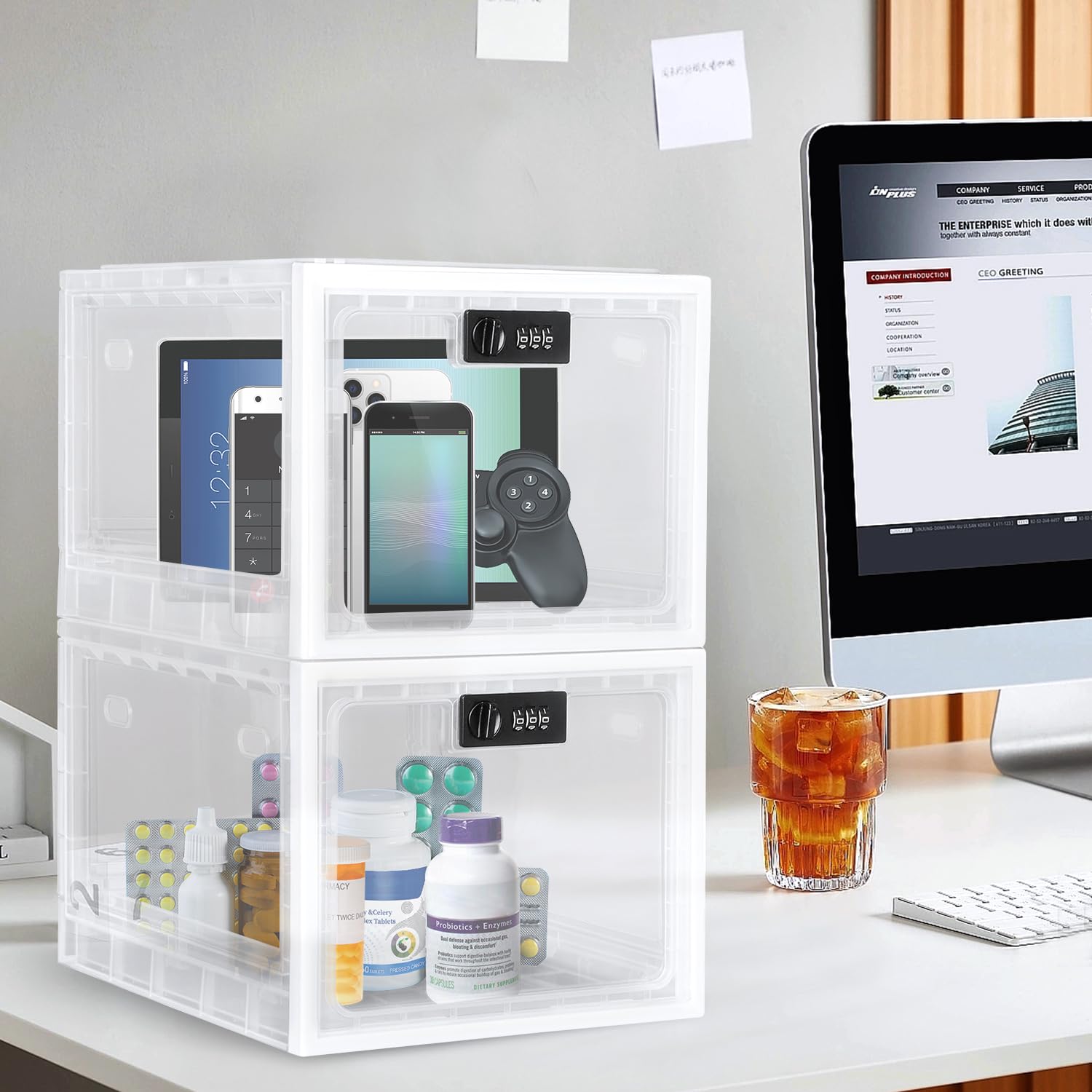 Lalifebuss Boîte à médicaments, boîte verrouillable pour réfrigérateur, boîte de sécurité alimentaire, tablette, téléphone pour la cuisine, la maison, l'école et le bureau
