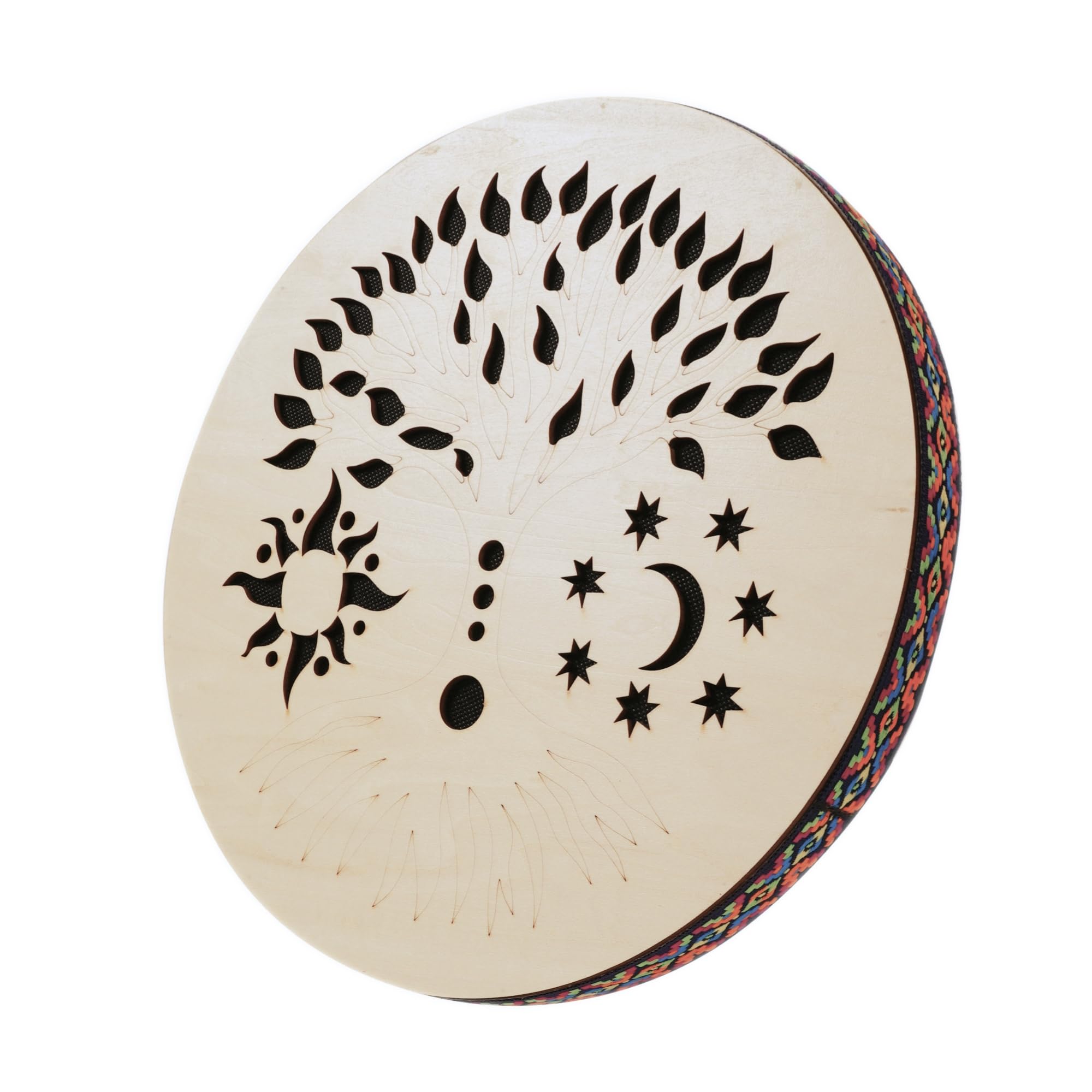 Tamburo oceanico in legno da 30,5 cm, tamburo onomatopeico, strumento a percussione etnica per musica onomatopeica, tamburo in legno di betulla per accompagnamento alle esibizioni (albero