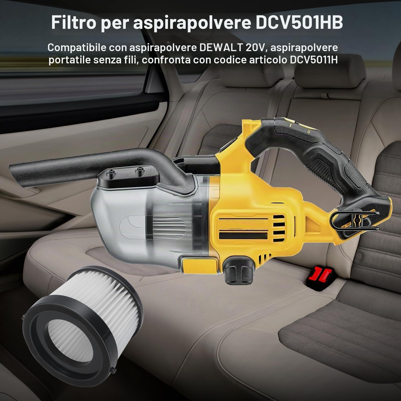 Filtri per aspirapolvere senza fili DEWALT, filtri di ricambio per DEWALT DCV501HB, set di accessori per filtri lavabili e riutilizzabili, confezione da 2