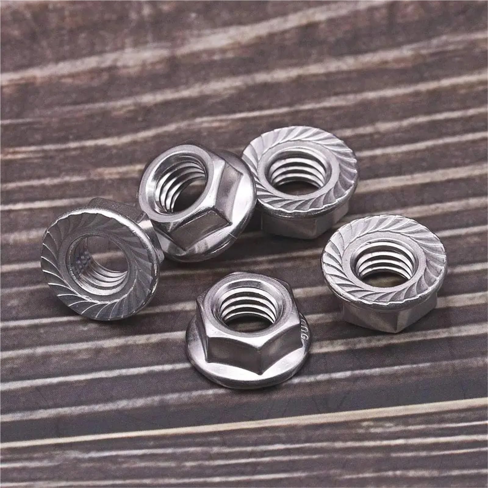 Dadi esagonali con flangia seghettata flangiati esagonale metrica in acciaio inossidabile M3-M12 assortiti(M6 (20pcs))