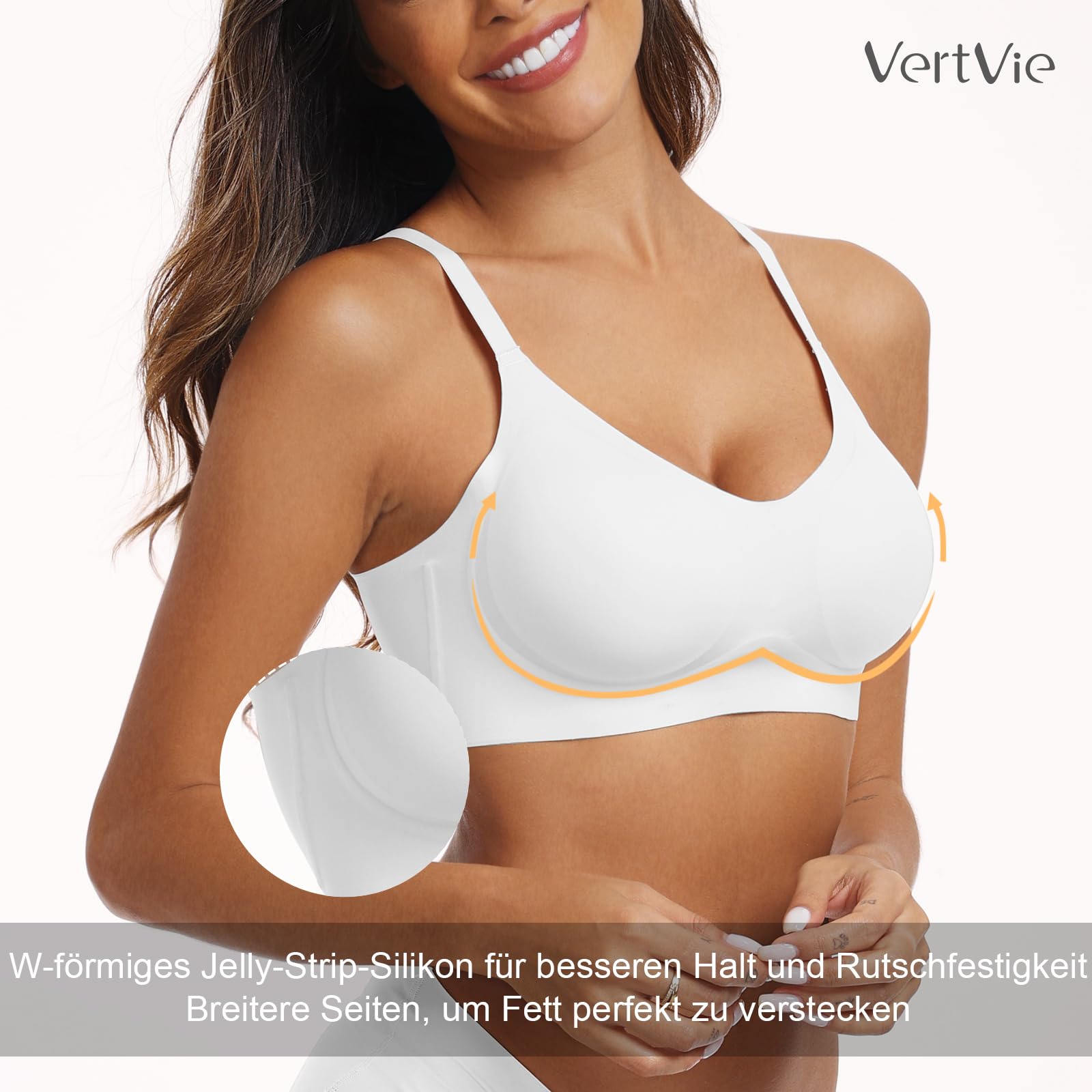 Vertvie Nahtloser BH Damen Bügel Gepolstert Soft Tshirt Bra Seamless Bequem