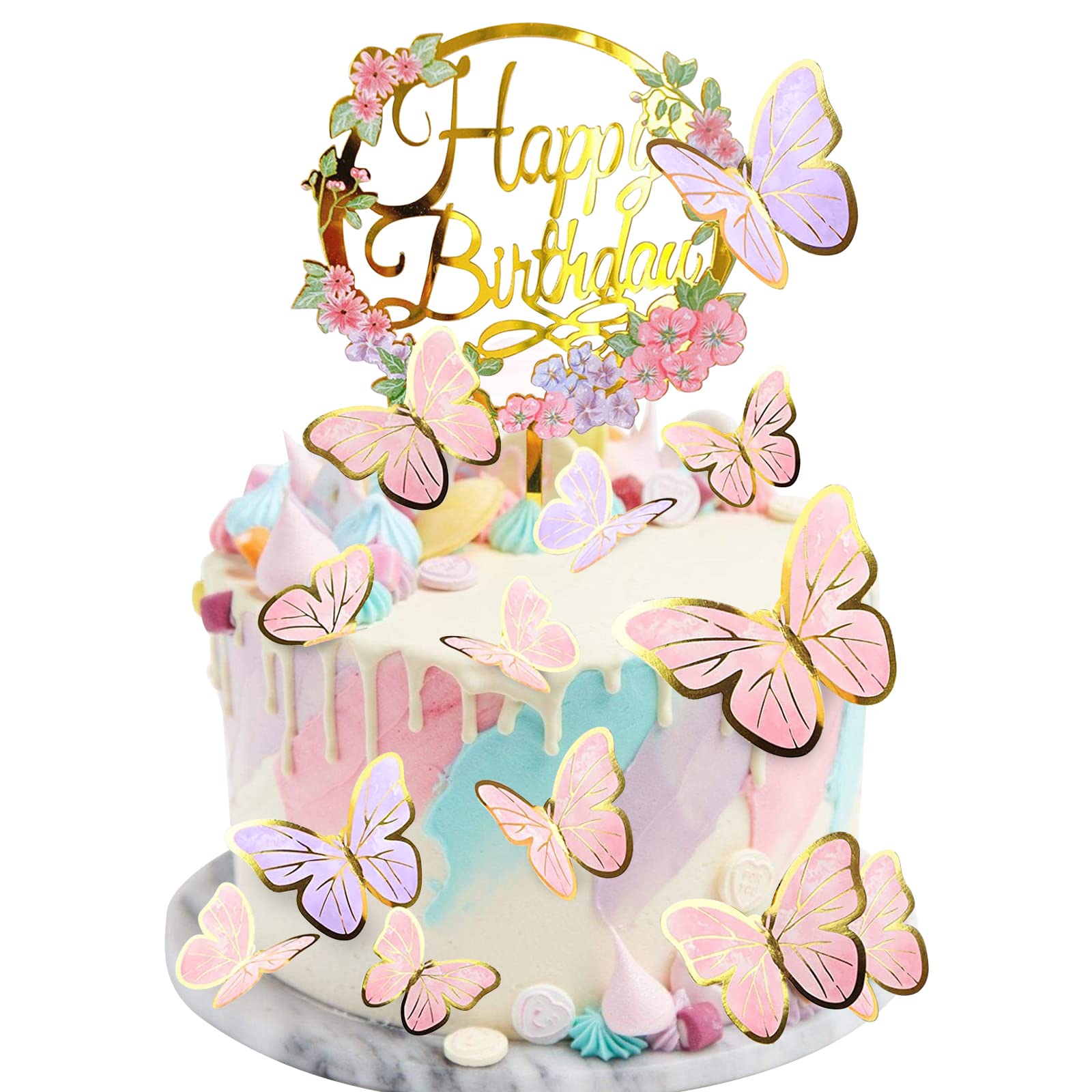 VEGCOO 3D-Schmetterling Cupcake-Topper – 48 Stück, Goldene Hohl-Designs Für Geburtstag & Hochzeit