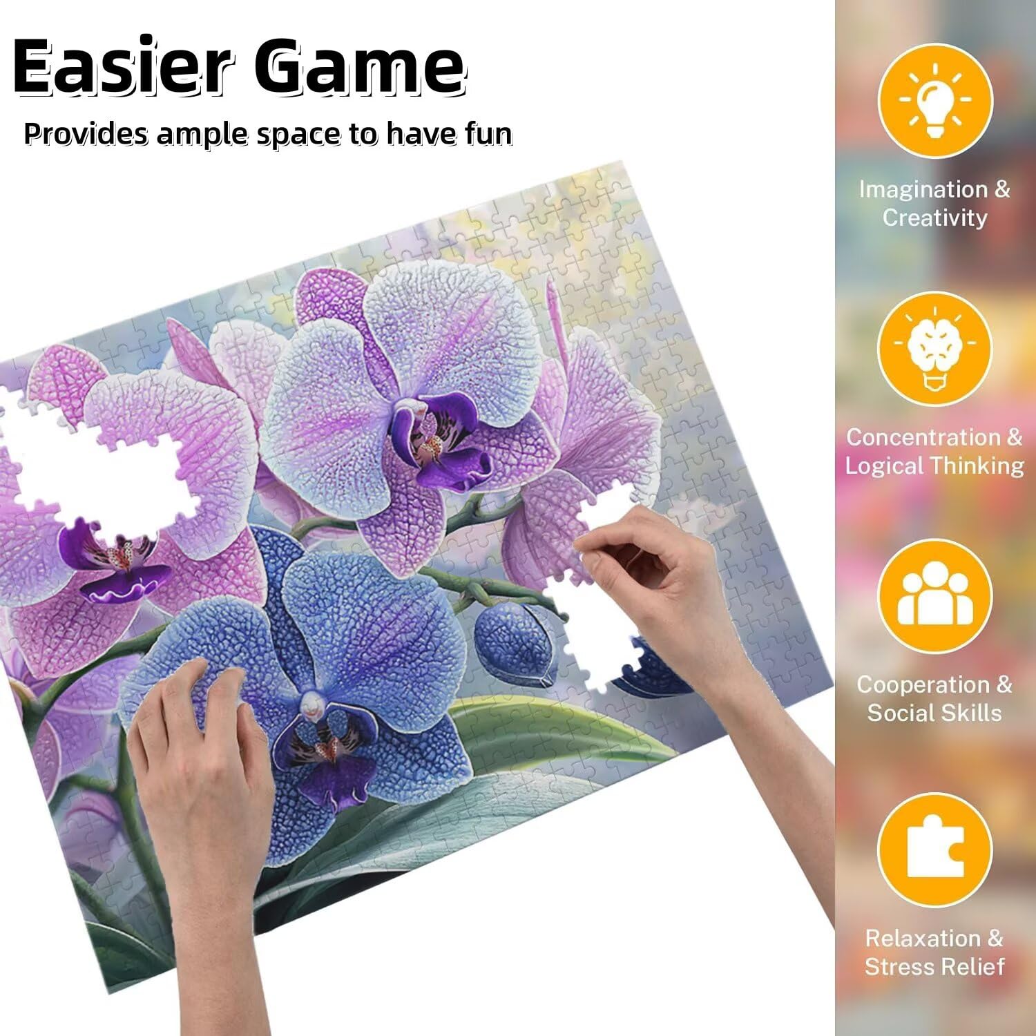 Puzzle 2000 sztuk Drewniane puzzle DIY Phalaenopsis Gra artystyczna Dekoracja Wyjątkowy prezent do dekoracji domu, puzzle rodzinne, idealne na imprezy gier, działalność rodzinna fr0-1206