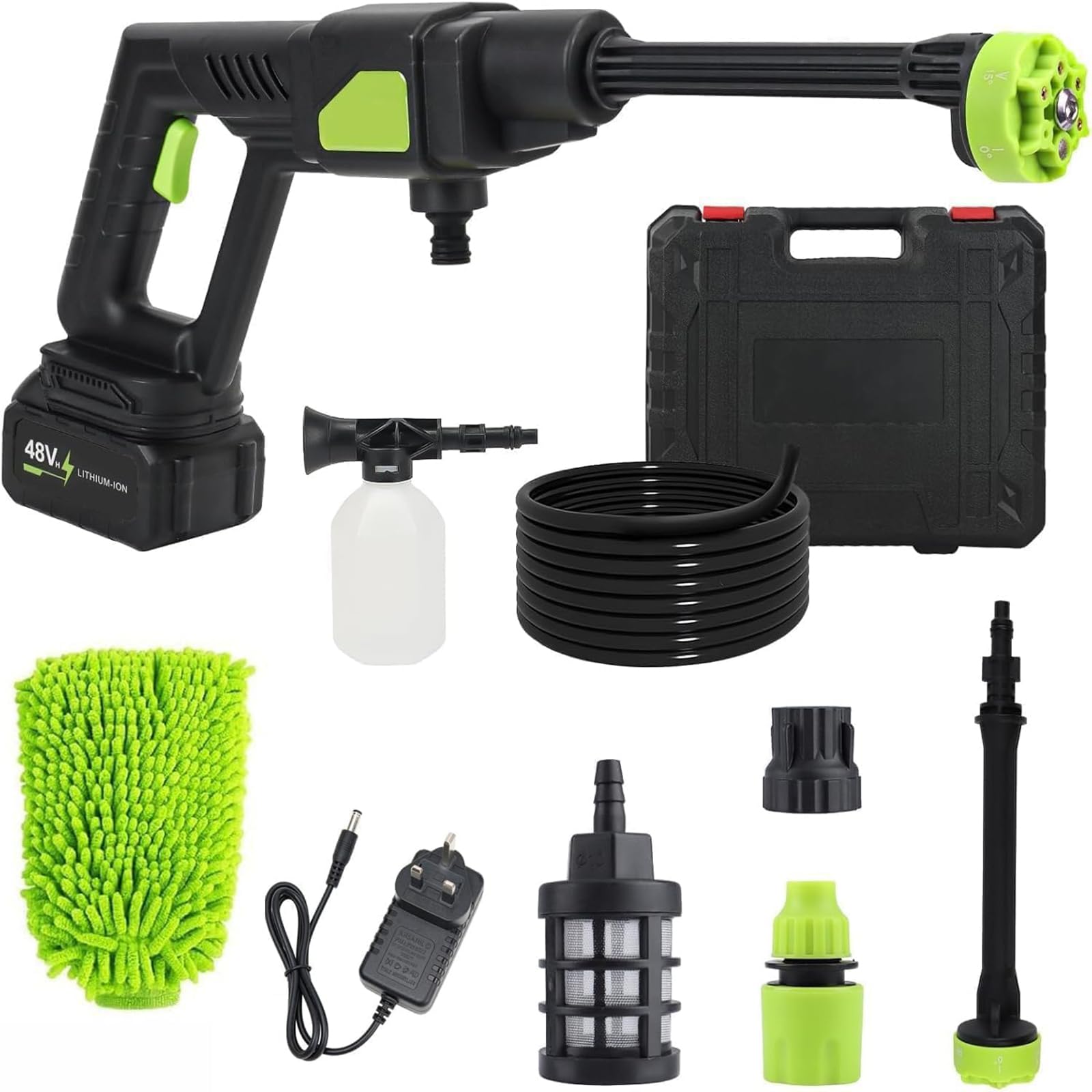 Cordless Pressure Washer 990 PSI, Portable High Pressure Cleaner with 2 Batteries, 6-in-1 Adjustable Nozzle, 5m Hose & Soap Dispenser for Car, Garden, Patio & Outdoor Cleaning