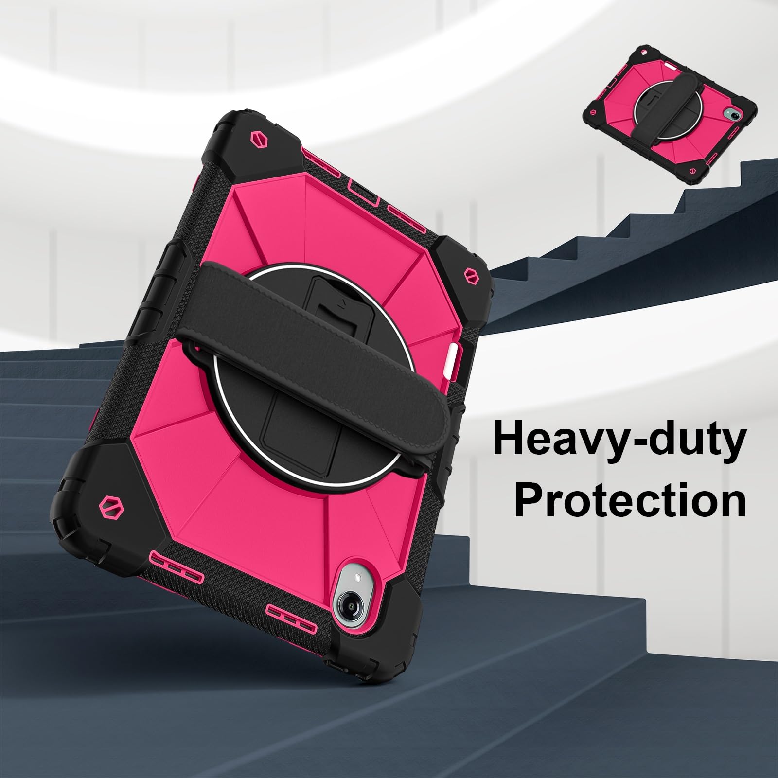 Etui na Lenovo Idea Tab Pro Gen 2/Xiaoxin 13/Xiaoxin GT 13, 13-calowe, odporne wstrząsy etui hybrydowe Obrotowy stojak, Wbudowany pojemnik ołówki, Odporny zarysowania silikonowy pancerz PC(Rose red)