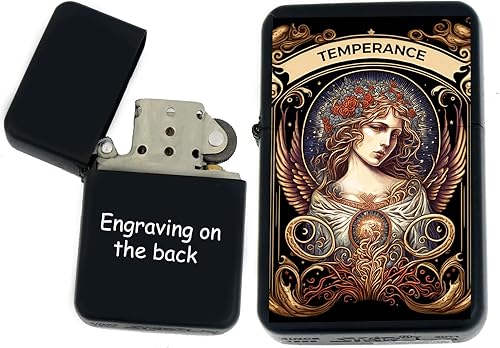 Tarjeta de tarot personalizada, tarjetas de arcanos principales disponibles, regalos coleccionables únicos infinitos negros mate encendedores a