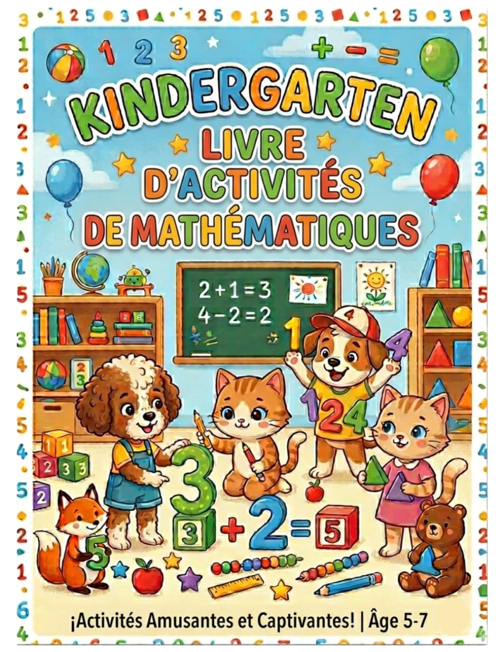 kindergarten livre d'activités de mathématiques: Jeux et activités de maths, logique et réflexion | Cahier d'exercices GS et CP – 5 à 7 ans