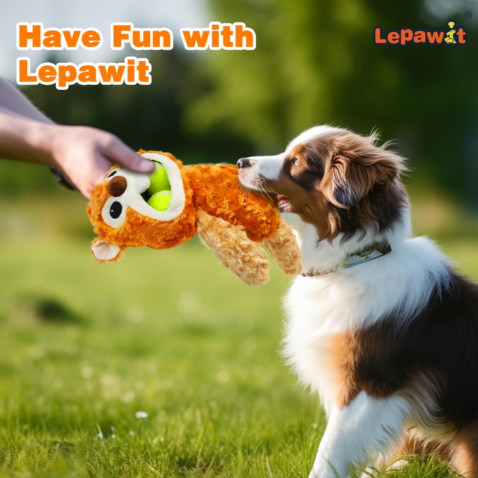 Juguetes chirriantes para perros, lindos juguetes interactivos para perros con dos bolas para perros pequeños, medianos y grandes