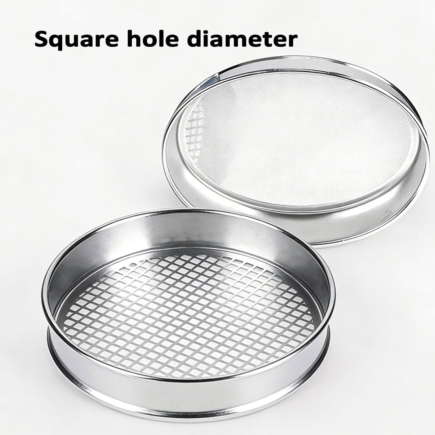 Edelstahl Kiessieb Labor Test Steinsieb mit Abdeckung Quadratische Lochöffnung Ø 30cm für Sand/Kies Fabrik/Labor (0,075-9,5mm)