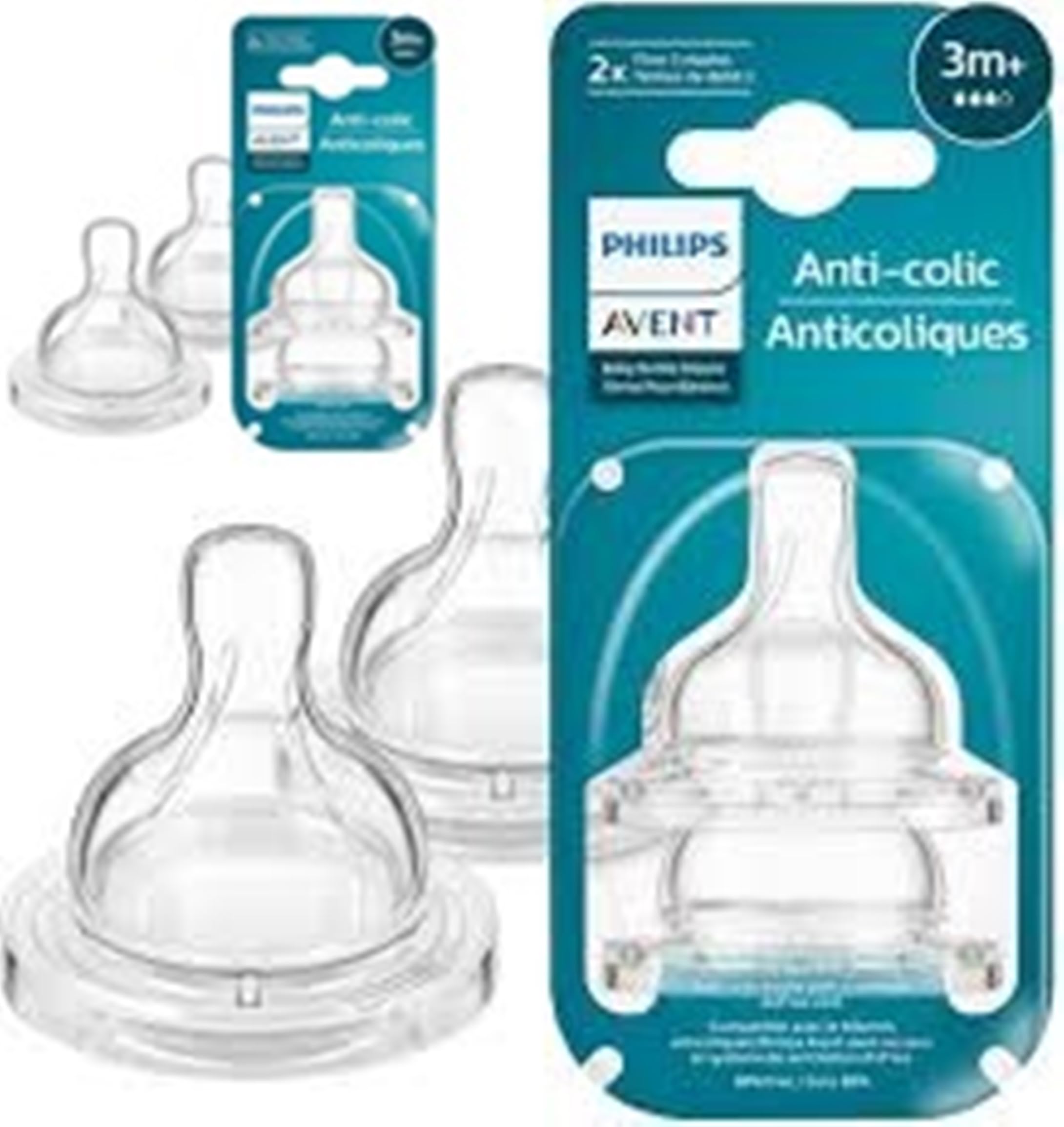 PHILIPS AVENT Anti Colic Baby Bottle Flow 3, 4pk, SCY763/04, 4 Count (Pack of 1)