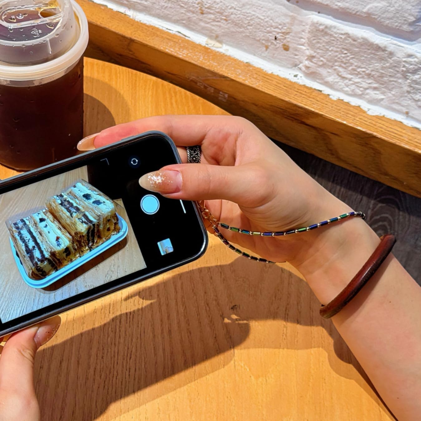 Cell Phone Charm Beaded Phone Charms Beaded Bracelet Hand Strap Tiny Beads Chains Wrist Lanyard Wristlet Cylinder Bead Charm (Gloss Green/Purple) - Image 4