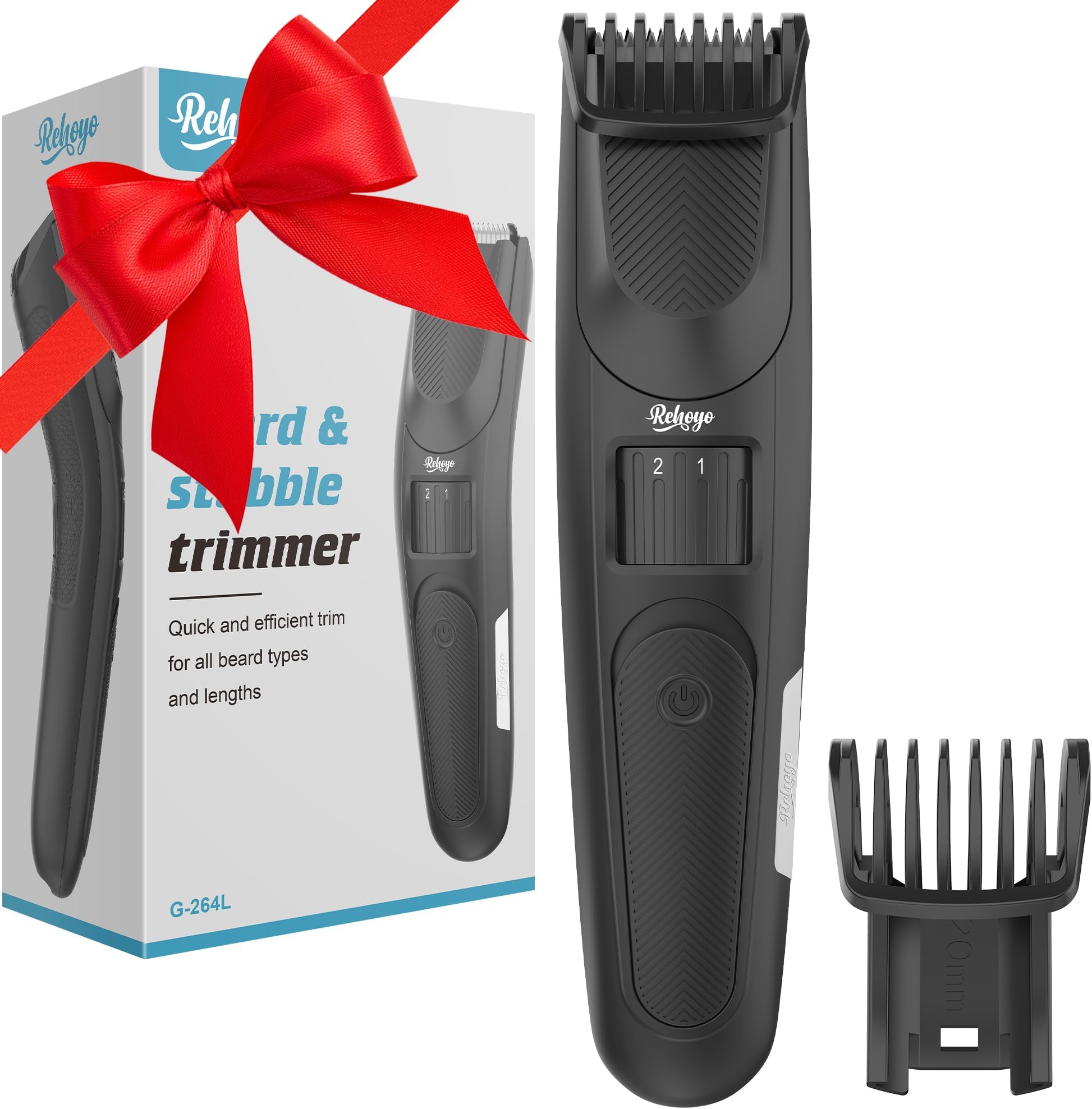 Men's Beard Trimmer, 40 Length Adjustable Precision Dial & 2 Combs, Professional Stainless Steel for Mustache Facial Hair Trimming Grooming, Electric Cordless Clipper, Gifts for Men Him Dad
