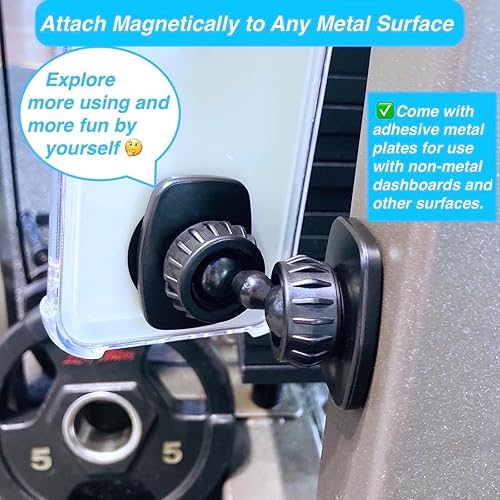 Miniatura 4 de Soporte magnético doble para teléfono para gimnasio, junta de metal mejorada, soporte magnético para teléfono de gimnasio [tamaño de bolsillo]