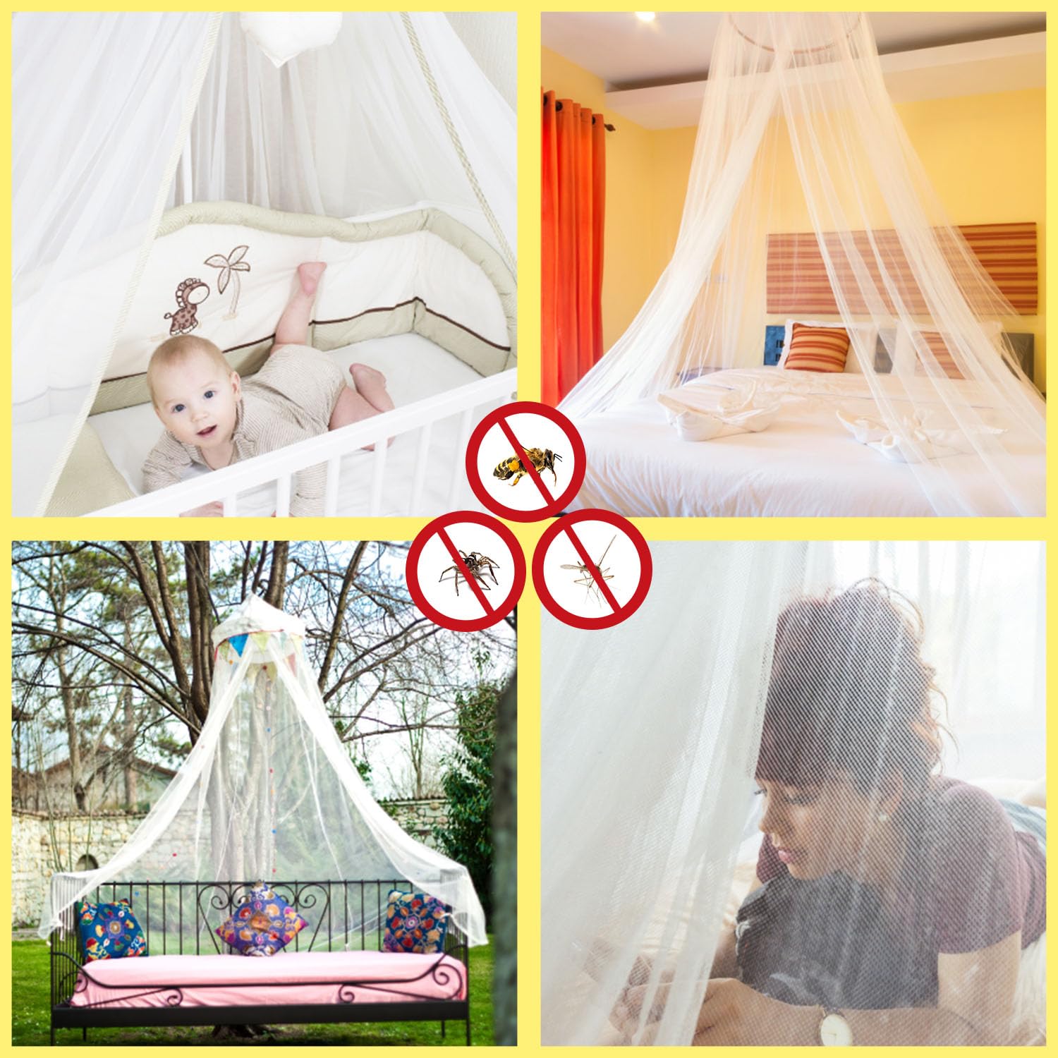 LYNBLY Moskitonetz Bett 60×250×1100cm - Mückenschutz Für Zuhause & Reisen