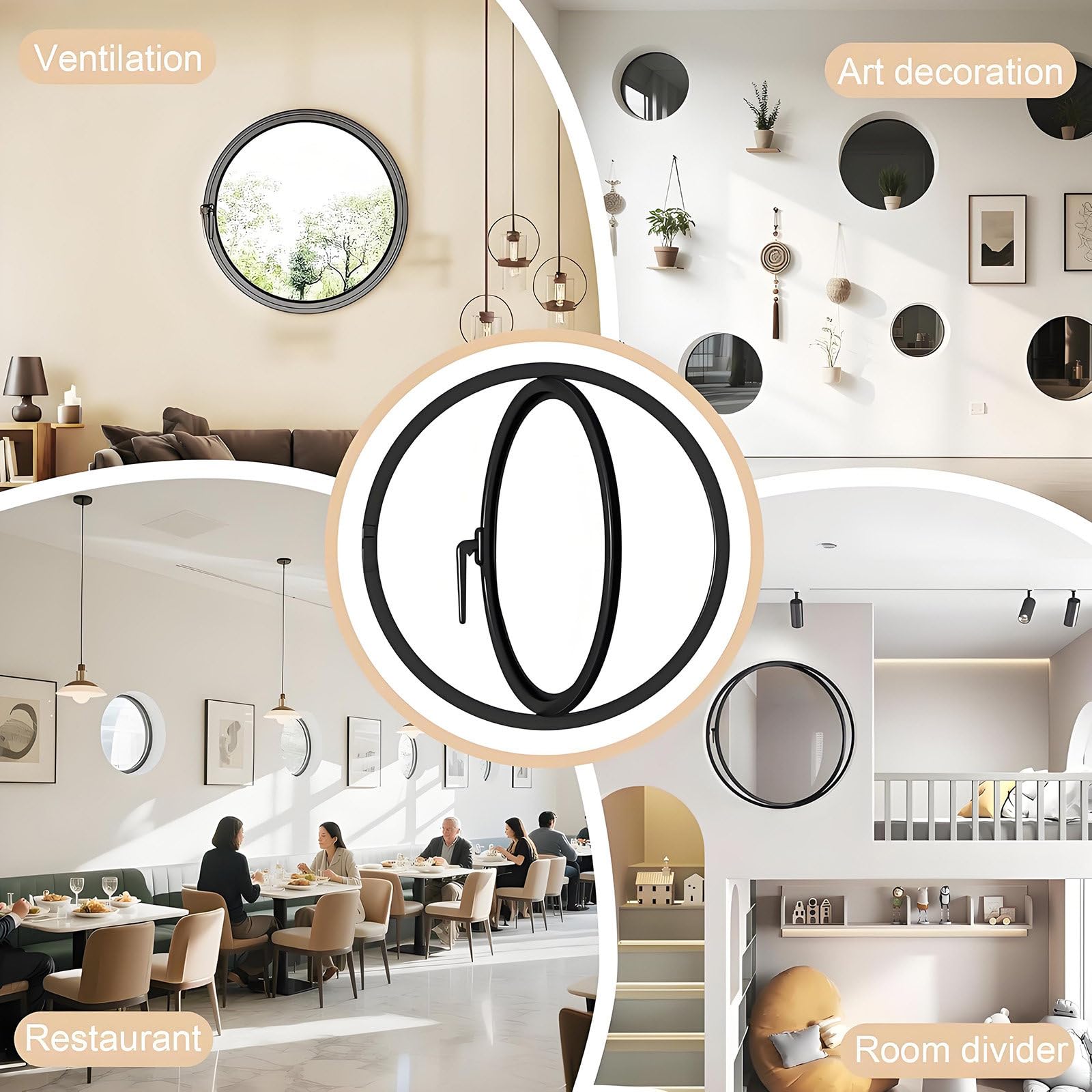Fenêtre Ronde Pivotante 40, 50, 60, 70, 80, 100 Cm, Cadre En Aluminium, Fenêtre Ronde En Verre Trempé, Fenêtre De Ventilation Pour Maison, Fenêtre De Sous-Sol Pour Mobile Home black-50cm/19.7in