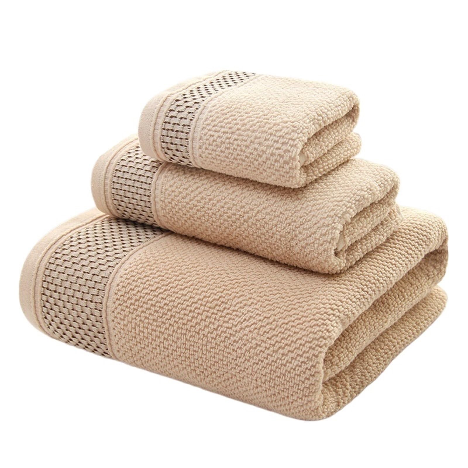 Toallas de mano y baño EDQPLL de 3 piezas para pieles delicadas en marrón claro