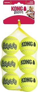 KONG SqueakAir Tennis Balls for Dogs, Medium 6-Pack - Durable Squeaky Fetch Toys Gentle on Teeth