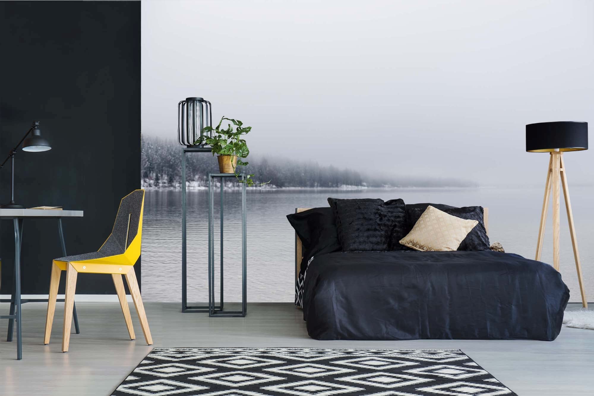DIMEX LINE Non-Woven Photo Wallpaper Rocks and Foggy Day 375 x 250 cm - Non-Woven Wallpaper, Wall Mural, Wall Art - Wallpaper for Living Room, Bedroom, Office, Kitchen