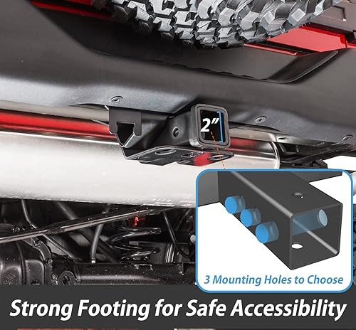 Miniatura 5 de Barra de pasos de enganche de remolque negra para receptores de 2 pulgadas, escalón de enganche de remolque, de acero pesado, protectores de