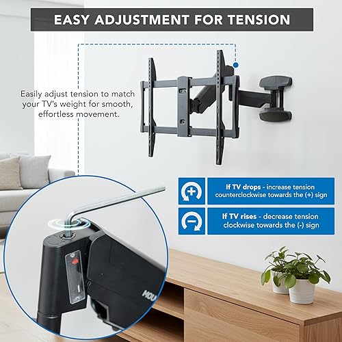Miniatura 6 de Mount-It! Soporte de TV abatible, soporte de pared desplegable con brazo de resorte de gas, soporte de TV de altura ajustable para televisores de 37