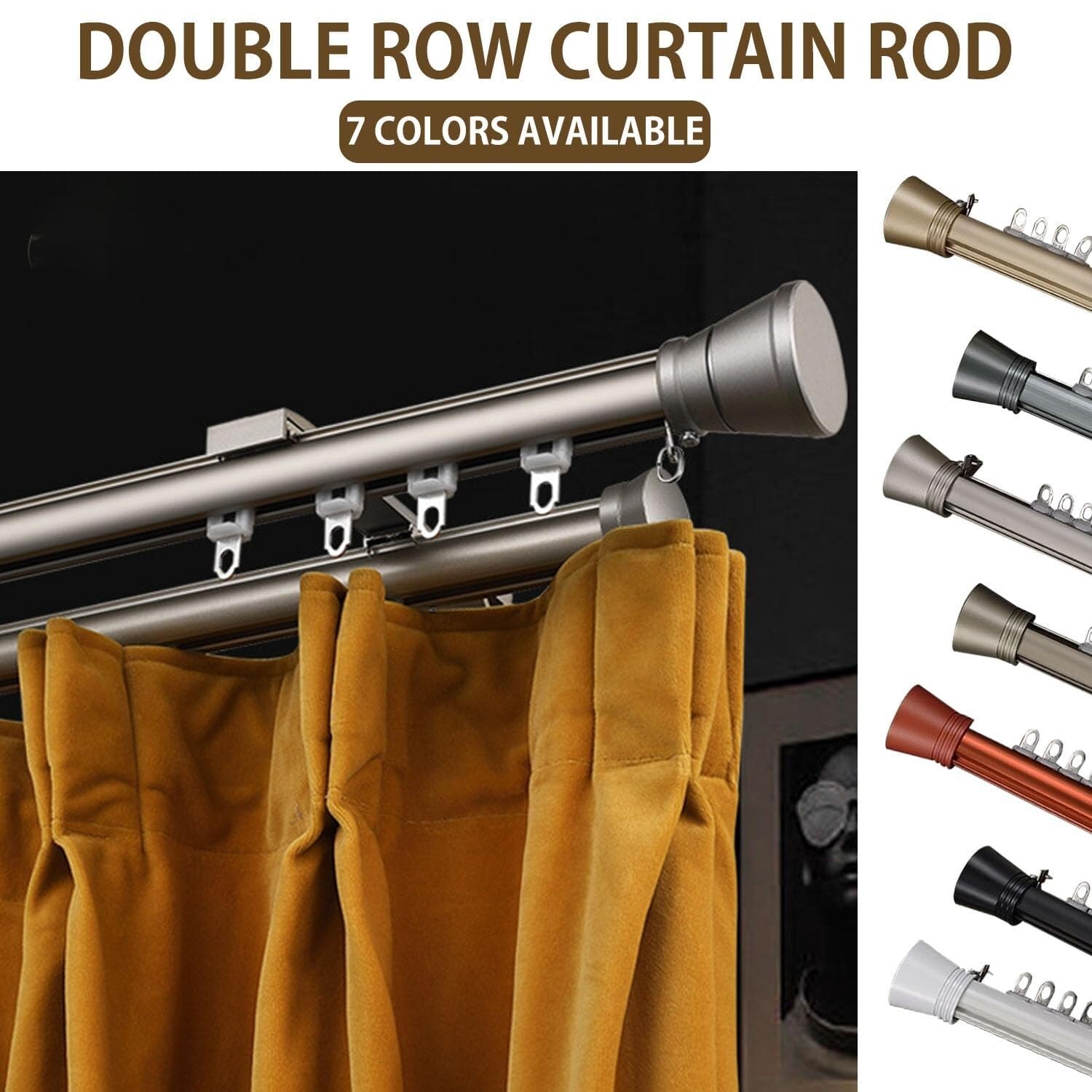 Tringle à Rideaux Romaine Murale Double Rail en Aluminium Robuste, coulissante et silencieuse, pour séparation de pièce (Salon et Chambre), 3,3 m (Blanche)