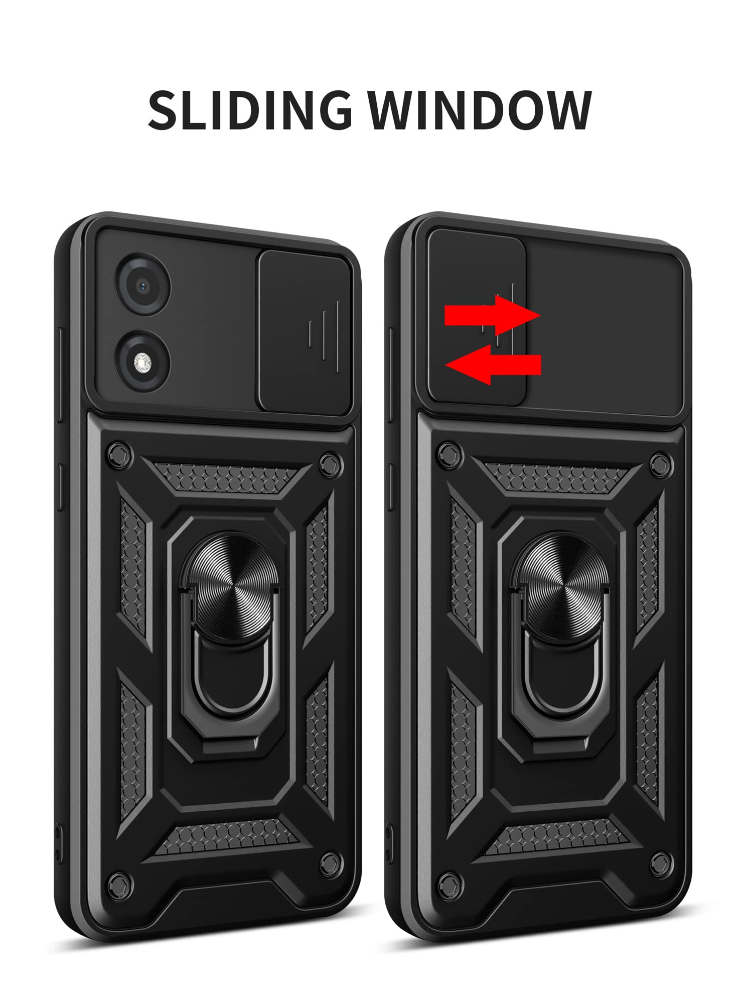 Custodia Armor Per Motorola Moto E13 - Cover Scorrevole, Anello