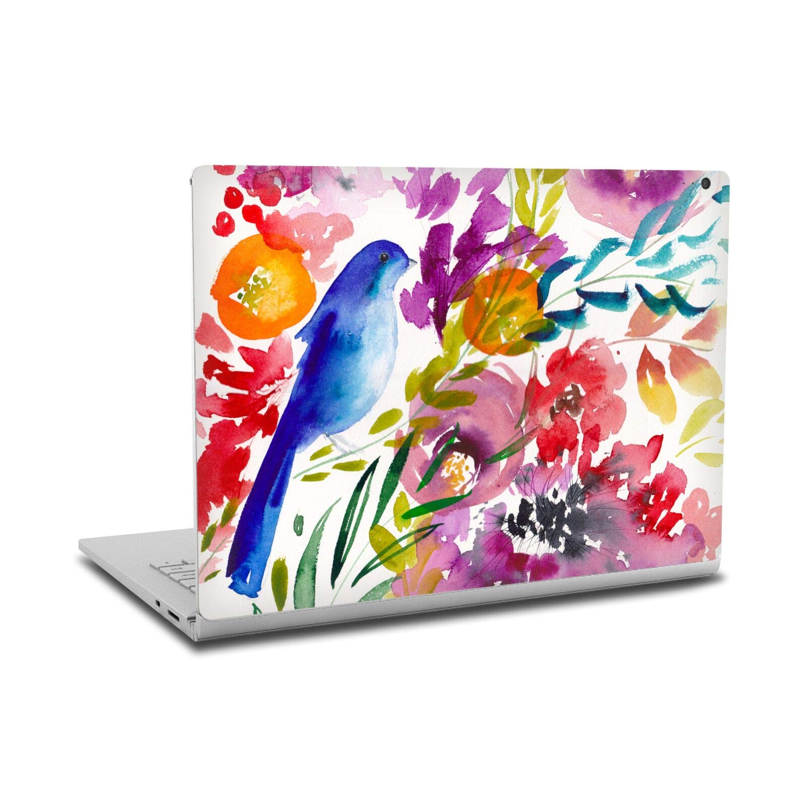 Autocollant vinyle Surface Book 2 oiseau bleu jardin floral