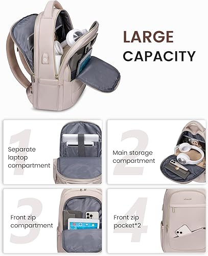 Miniatura 2 de LOVEVOOK Mochila para laptop para mujer, bolsa delgada para laptop de negocios con compartimento separado para computadora, elegante mochila para