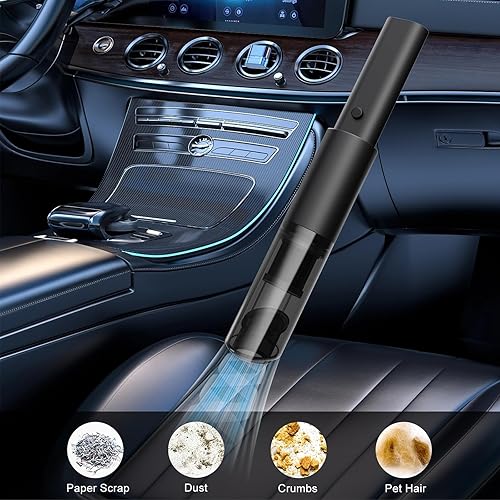 Miniatura 5 de Aspiradora de automóvil, aspiradora inalámbrica portátil para automóvil y hogar, diseño pequeño y de mano, ligero, 120 W de alta potencia, incluye