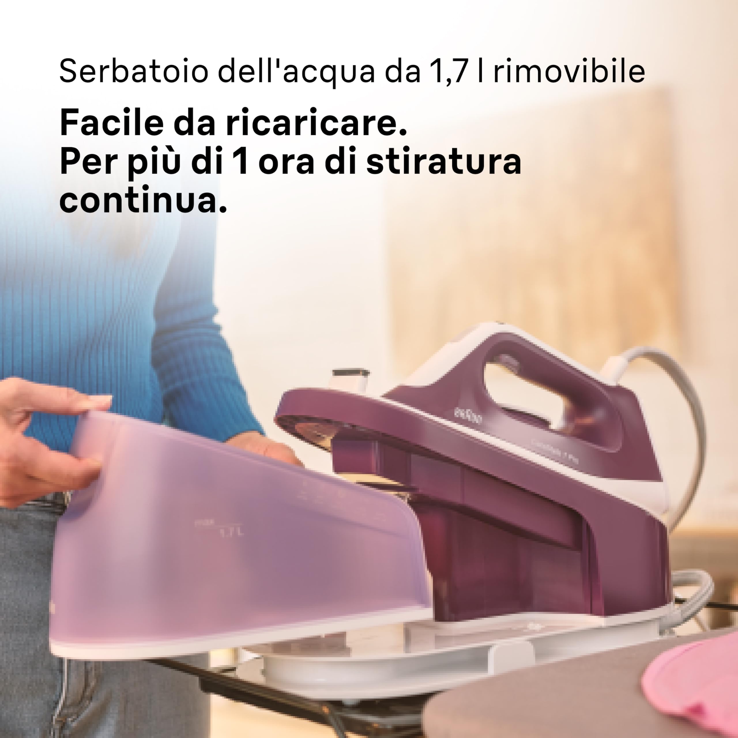 Braun CareStyle 1 Pro – Sistema Stirante a Vapore con Caldaia, Ferro da Stiro con Potente Getto Vapore, Piastra FreeGlide 3D, Serbatoio 1,7 L, Stiratura Veloce ed Efficiente, Viola (IS1514VI)