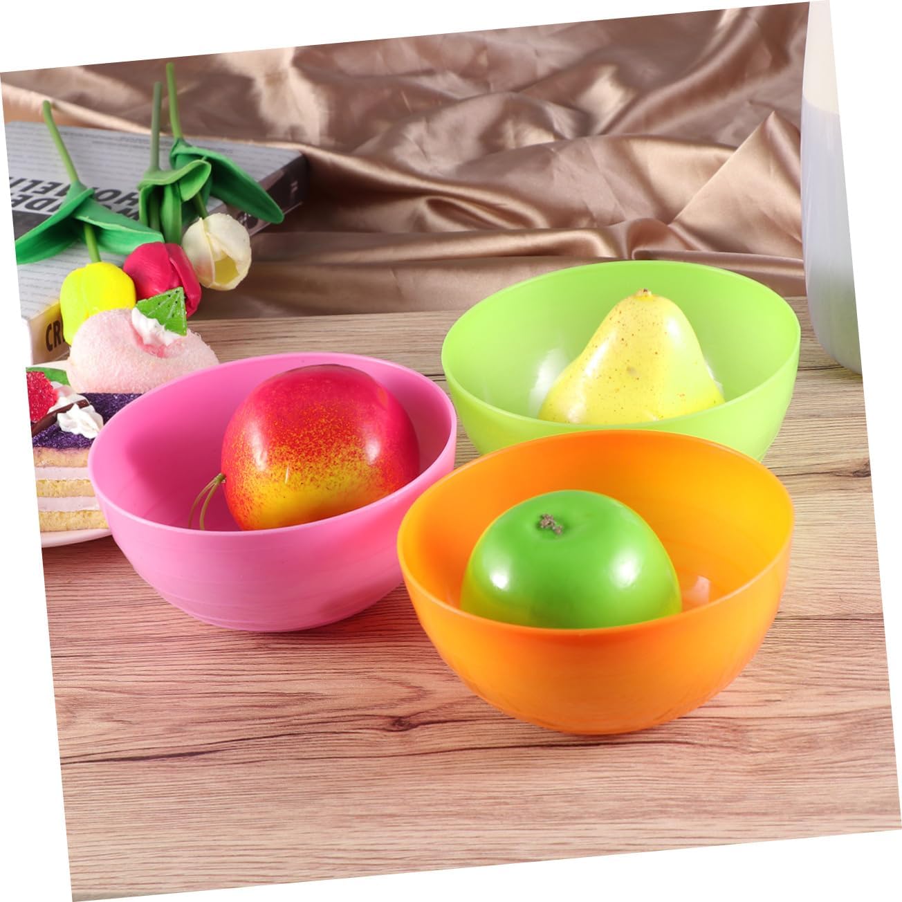 6 Pack Plastic Snack Bowls, round Reusable Colorful Party Serving Set