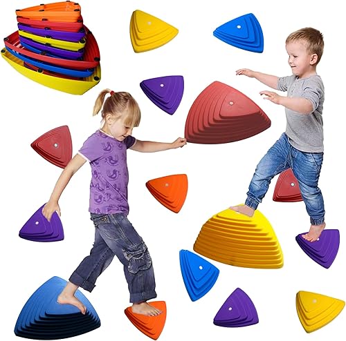 Miniatura 5 de 15 piedras de equilibrio de plástico antideslizantes para niños, hasta 220 libras para carreras de obstáculos, juego de coordinación juguetes