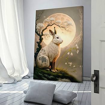 Amazon.co.jp: 絵画 満月の下のウサギインテリア 絵画 超リアルな動物 Amazon.co.jp: 絵画 満月の下のウサギインテリア 絵画 超リアルな動物