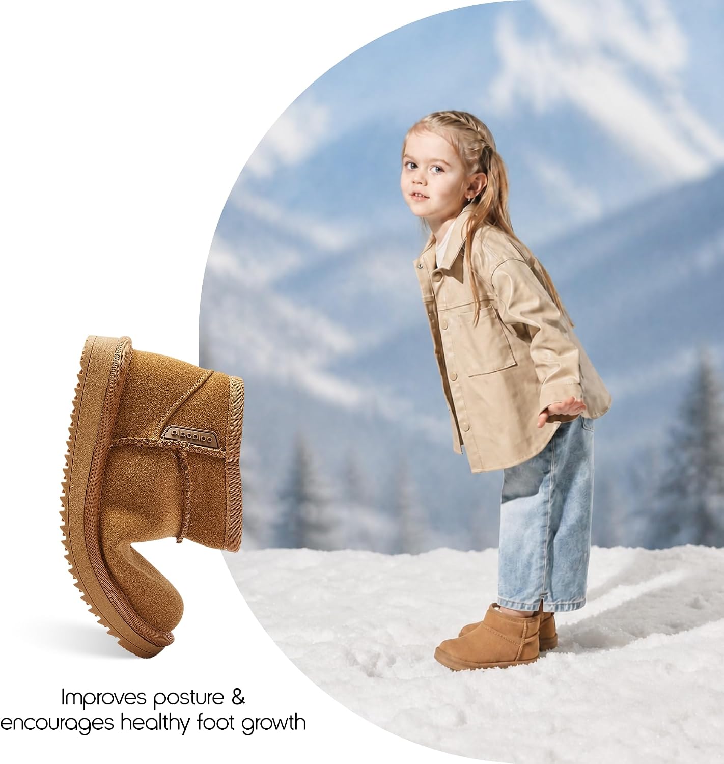 Balabala Boys & Girls Classic Snow Boots, Warm, Suede, Water-Resistant
