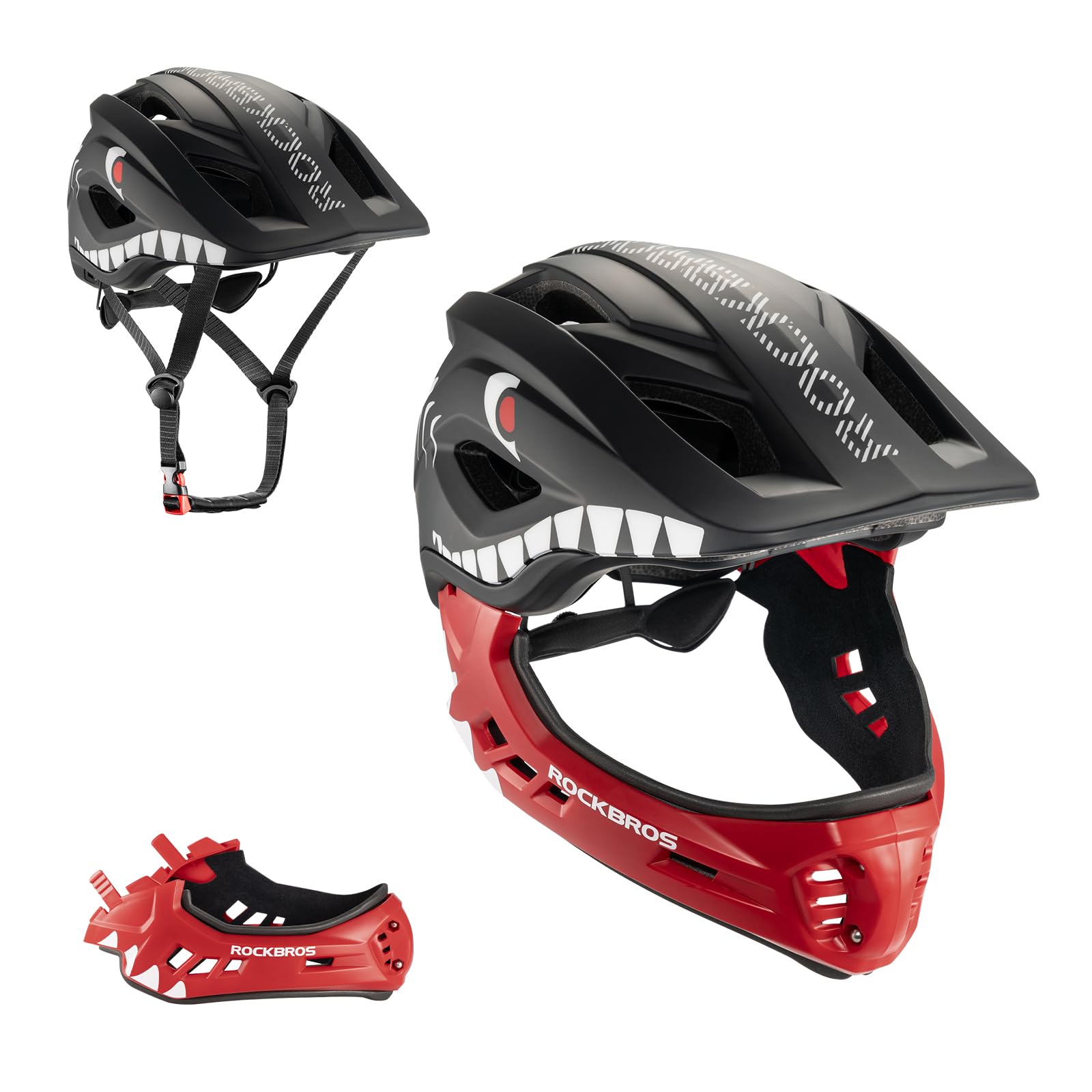 ROCKBROS Kids Full Face Bike Helmet Kids Helmet Toddler Bike Helmets Full Face Protective Safety Helmet for MTB Skateboarding Scooter Roller Skating Cycling S: 48-52 cm, M: 55-58 cm — image 1