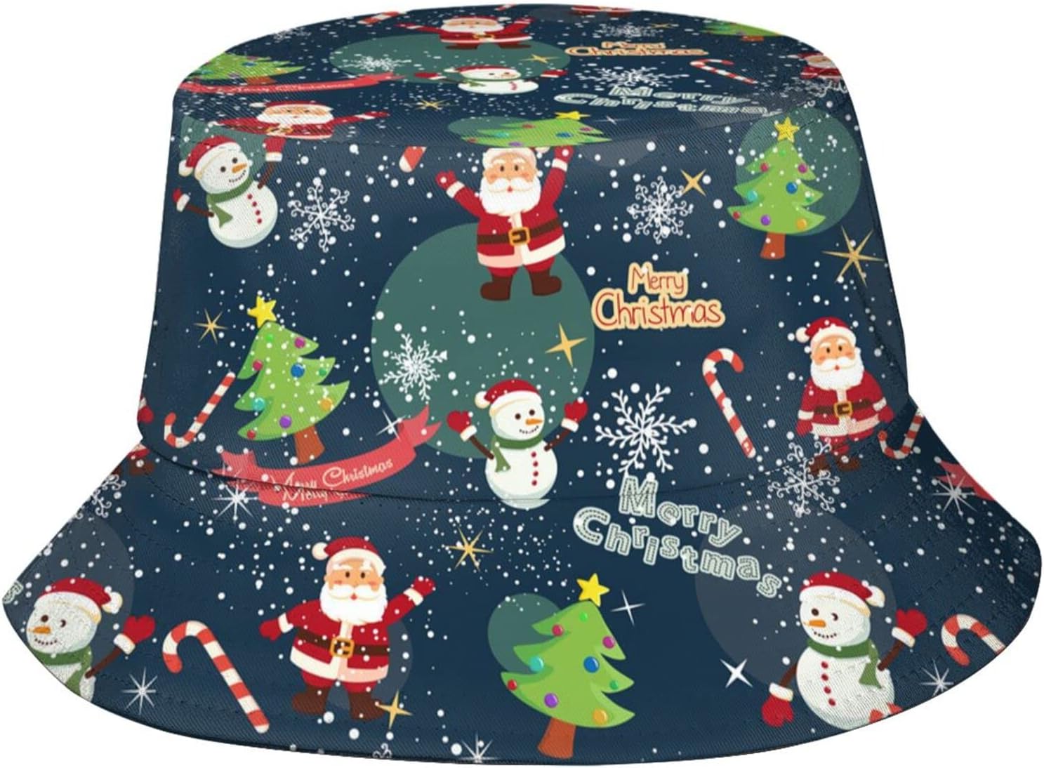 Funny Christmas Snowflakes Bucket Hats Fashion Sun Cap Packable Summer Travel Boonie Cap for Adults Women Men