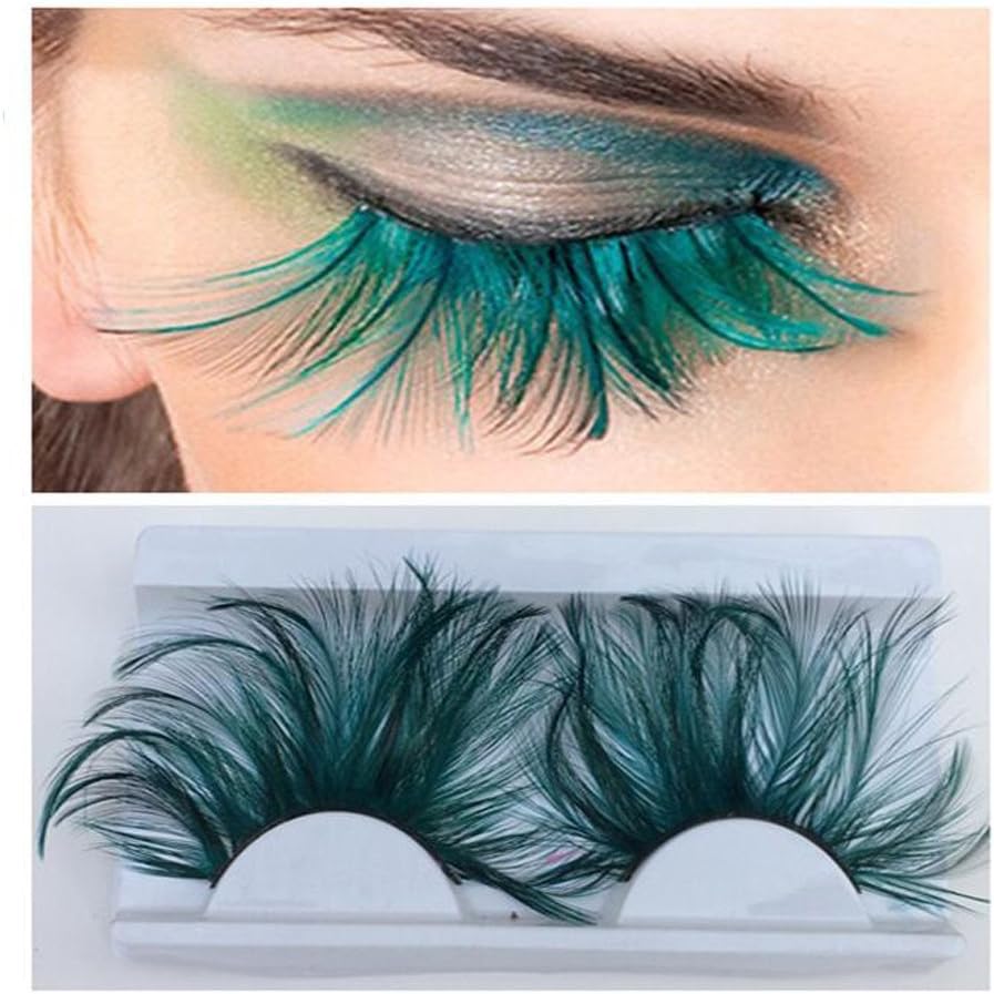 Long Feather Fake Eyelashes False Eyelash for Festival Masquerade Halloween Cosplay
