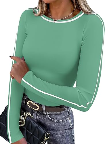 Sampeel Womens Long Sleeve Shirts Basic Going Out Tops Fall