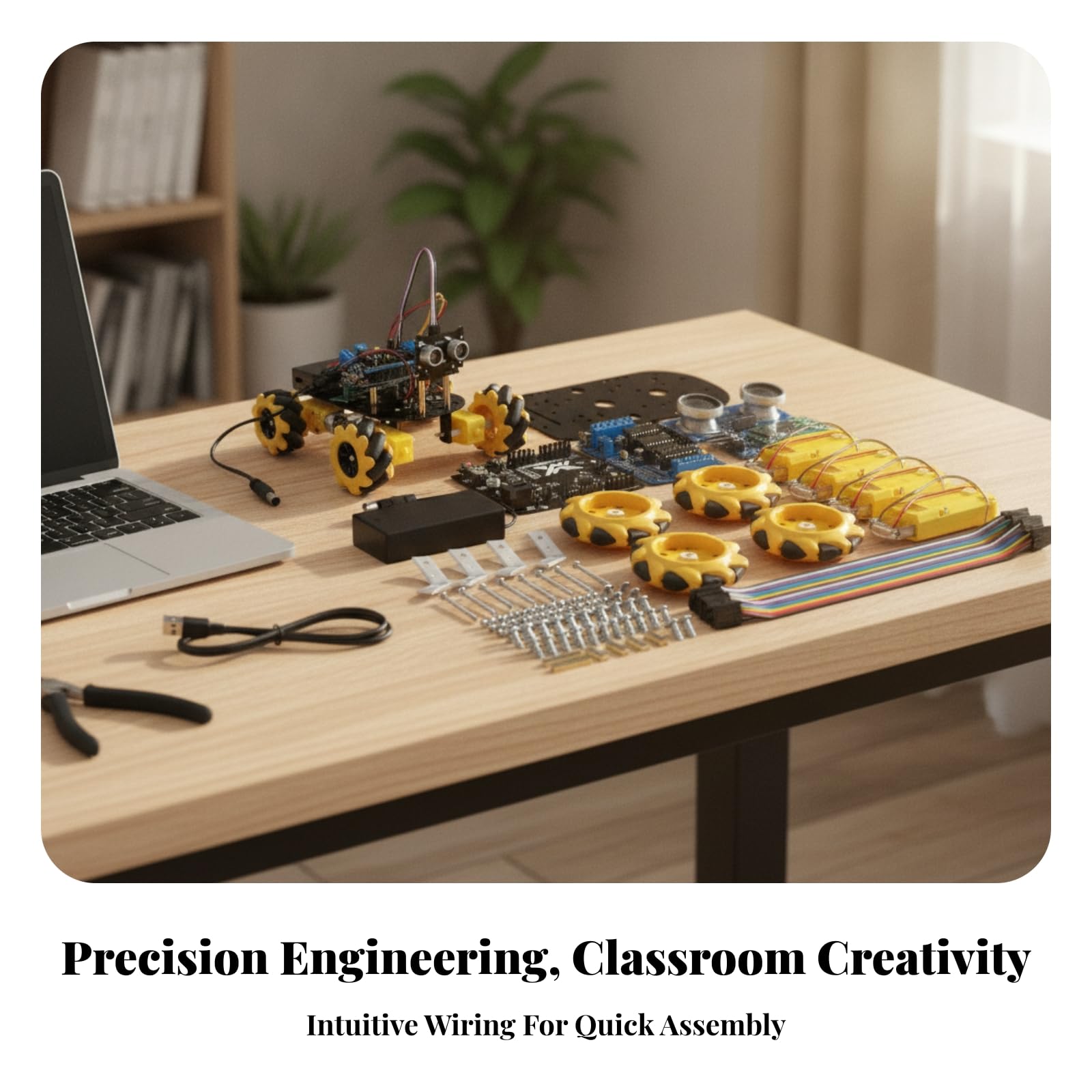 Kit Bricolaje Robótica Compacto | Movimiento Multidireccional, Kit Robot con Chasis Abierto y Ultrasónico, para Principiantes, Juguete Educativo